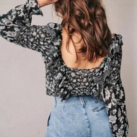 Sezane Silk Blend Floral Patchwork Jihane Blouse Top Size 40 French US 8 Boho - Picture 15 of 16